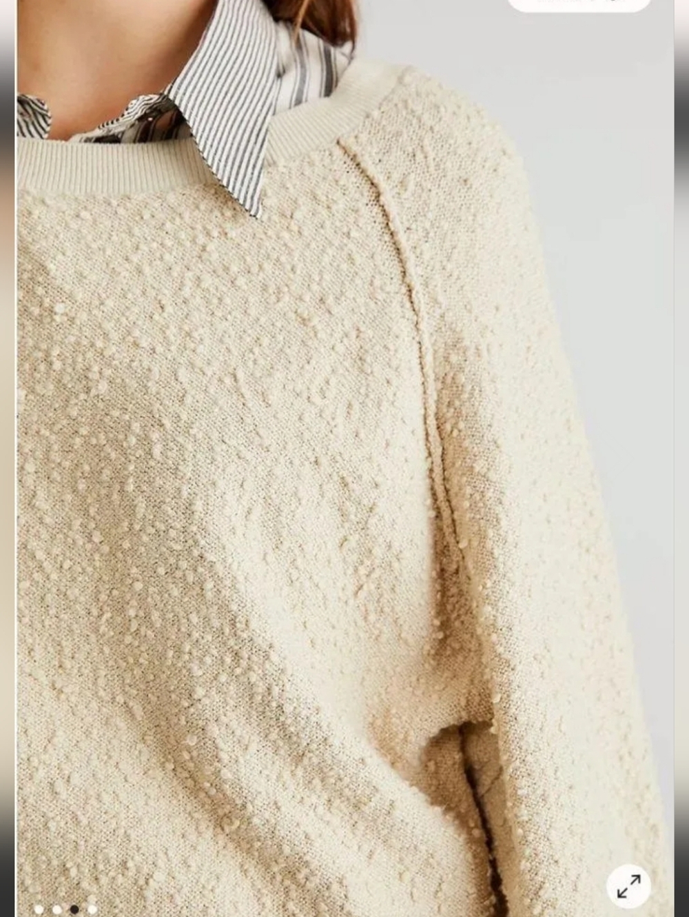 Free People Found My Friend Pullover Sweater Ivory Women’s Size Small - Picture 4 of 11